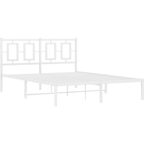  Metalni okvir za krevet s uzglavljem bijeli 140 x 190 cm Slike
