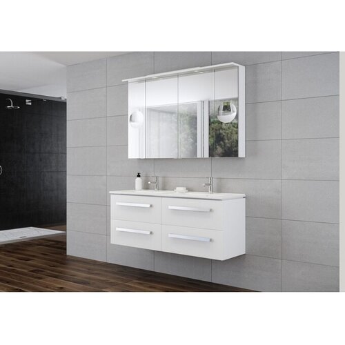 Tboss kopalniška omarica z umivalnikoma modena 120 cm, bela Cene