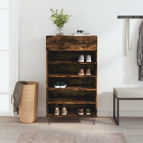 The Living Store Omarica za čevlje dimljeni hrast 60x35x105 cm inženirski les - Omarica Za Čevlje, (21429462) Slike