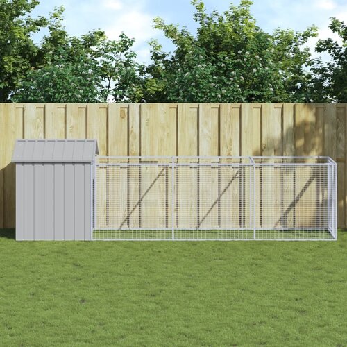 VidaXL Kućica za pse s krovom svjetlosiva 117 x 405 x 123 cm čelična Slike