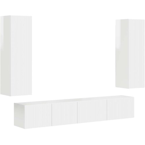  Set TV komoda Zidne 3 pcs Visoki sjaj bijela Konstruirano drvo Slike