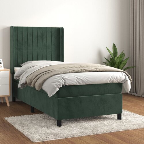  The Living Store Box spring postelja z vzmetnico temno zelena 100x200 cm žamet - Box Spring Postelja, (21455769) Slike