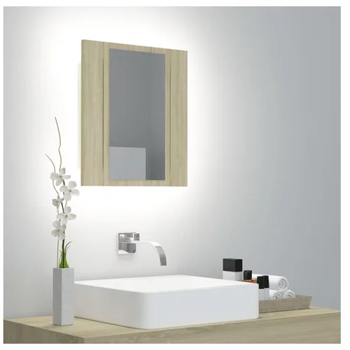  LED kopalniška omarica z ogledalom sonoma hrast 40x12x45 cm