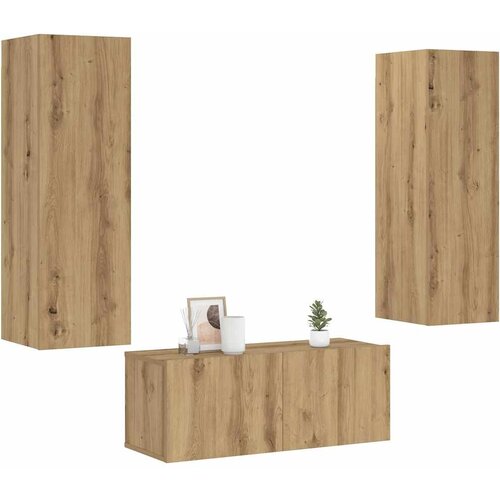 Furnova 3 kosi stenske TV omarice Artisan Oak Engineered Wood, (21948822) Slike