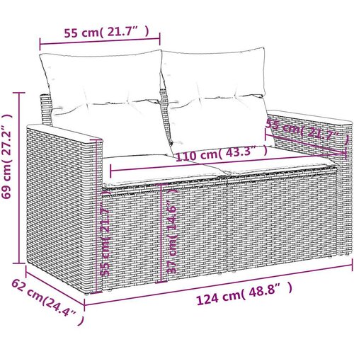  6-dijelni set vrtnih sofa s jastucima crni od poliratana Crna 61 x 62 x 69 cm Slike