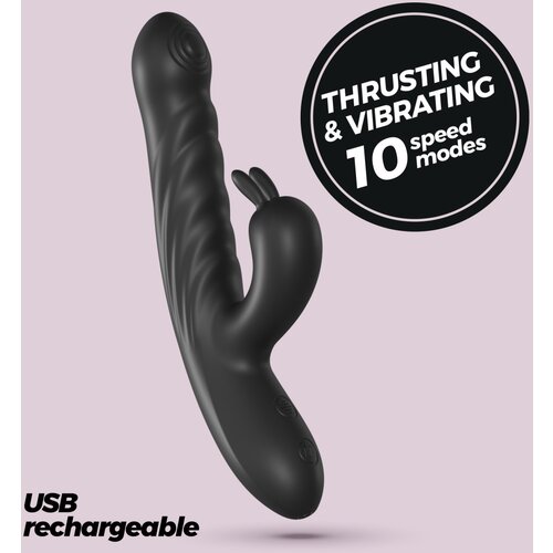 Crushious LAPIN THRUSTING RABBIT VIBRATOR BLACK Cene