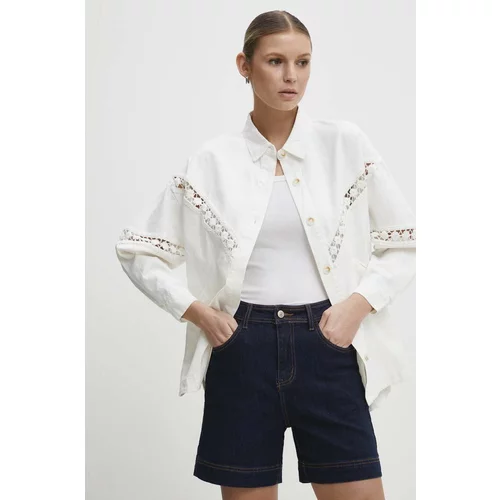 Answear Lab Pamučna jakna boja: bijela, za prijelazno razdoblje