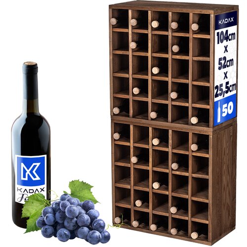 KADAX Stojalo za vino, leseno stojalo za 50 steklenic, omarica za alkohol, 104 cm, komplet 2 kosov, (5000362716) Slike