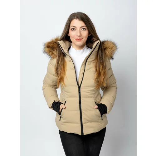 Glano Women's quilted winter jacket - beige