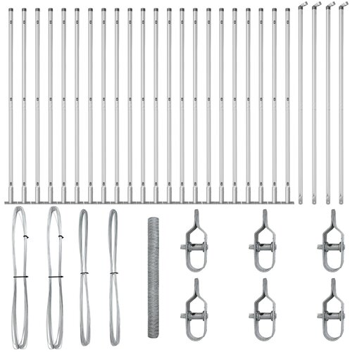 VidaXL &amp;Scaron;esterokutna ograda 1.5x50 m Pocinčani čelik, Ogradni stupovi s podlo&amp;scaron;cima 13 kom &amp;Oslash;32mm 83.5cm Pocinčani čelik Slike