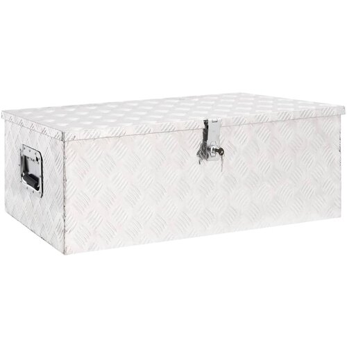 VidaXL Kutija za pohranu srebrna 90 x 47 x 33,5 cm aluminijska Slike
