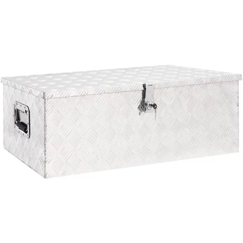 vidaXL Škatla za shranjevanje srebrna 90x47x33,5 cm aluminij