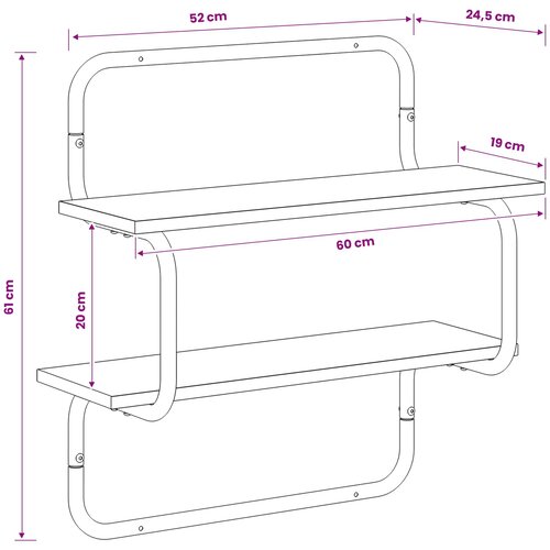  Zidna polica s 2 razine Dimljeni hrast 60 x 24,5 x 61 cm Slike