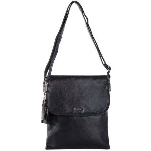Fashion Hunters Black rectangular messenger bag made of eco-leather