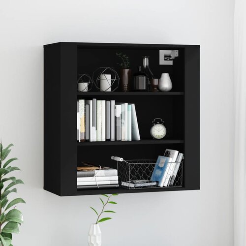The Living Store Stenska omarica črna 80x33x80 cm inženirski les - Stenska Omarica, (21435431) Slike