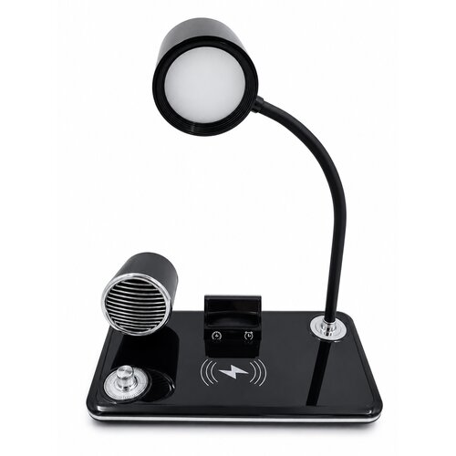Mks Multifunkcionalna LED stona lampa 248054 sa satom i bežičnim punjačem, Crna Slike