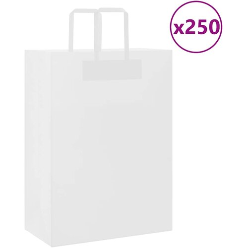 VidaXL Papirnate vrečke 250 kosov z ročaji bela 32x17x44 cm Slike
