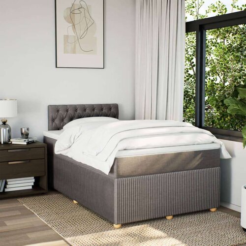 VidaXL Krevet s oprugama i madracem smeđesivi 120 x 190 cm od tkanine Slike