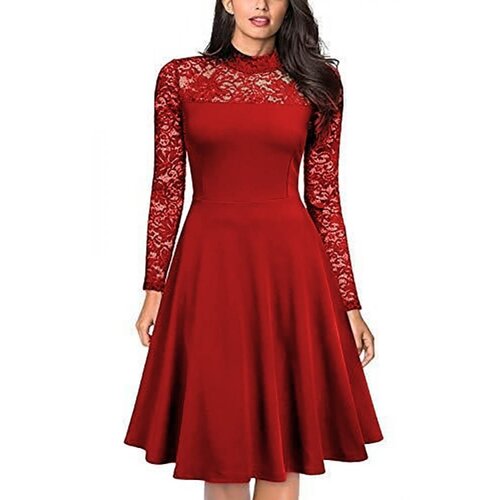 Fenzy Uska Midi Haljina S Čipkom, Crvena Cijene