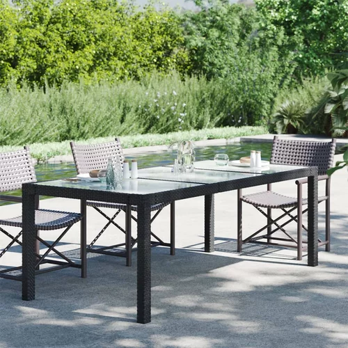  Vrtni stol crni 190x90x75 cm od kaljenog stakla i poliratana
