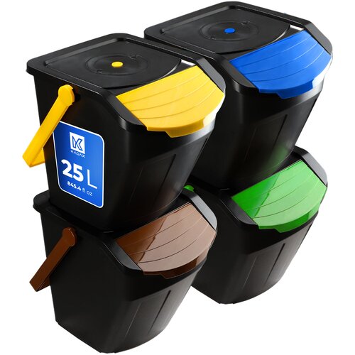 KADAX Ko&amp;scaron; za odpadke, komplet 4 posod za ločevanje odpadkov, vedro 25 l, (5000356694) Slike
