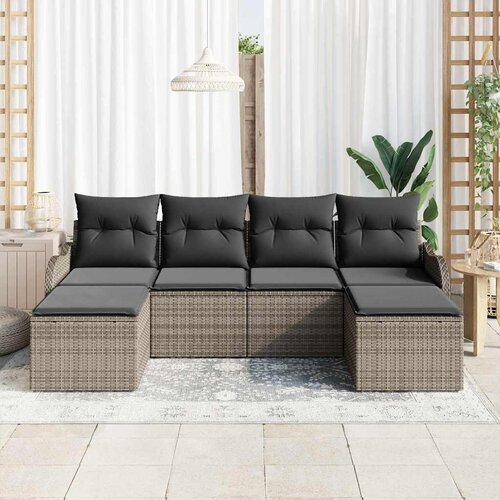  Sjedeća garnitura za vrt 6 kom. Siva poliratan 231 x 117 x 69 cm Slike