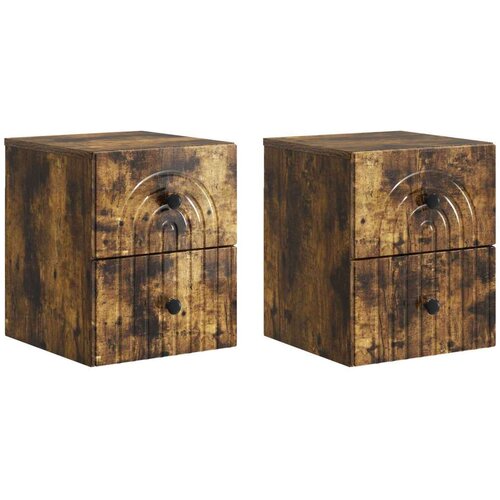  Stenski nočni omarici 2 pcs Dimljen hrast 33 x 34,5 x 40 cm, (5000209539) Cene