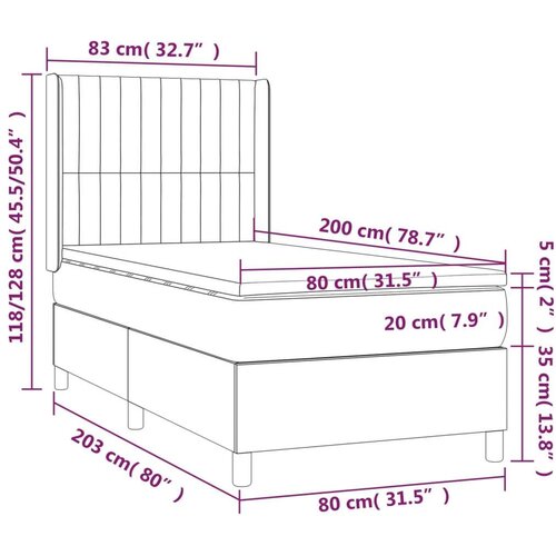 VidaXL Okvir kreveta s oprugama i madrac krem 80x200 cm od tkanine Slike