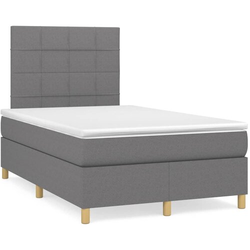 vidaXL Box spring postelja z vzmetnico LED temno siva 120x190 cm blago Cene
