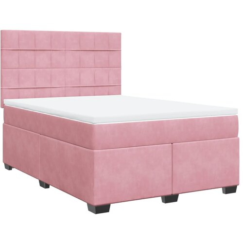 VidaXL Box spring postelja z vzmetnico roza 140x190 cm žamet, (21307353) Slike