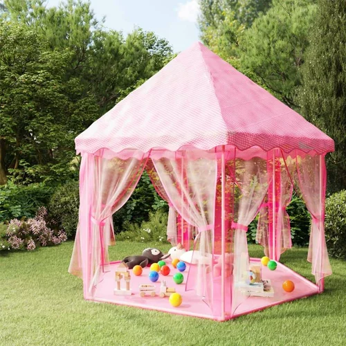Šator za igru princeze s 250 loptica ružičasti 133 x 140 cm