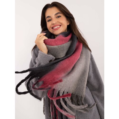 Fashion Hunters Grey and navy blue winter scarf with fringe Slike