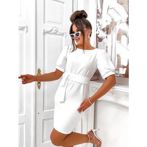 Resti Women's knee-length dress with puffy short sleeves and a belt Cijene