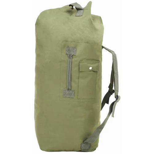 vidaXL Potovalna torba vojaški stil 85 L olivno zelena