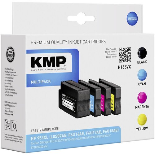 KMP tinta zamijenjen HP 953XL kompatibilan kombinirano pakiranje crn, cijan, purpurno crven, žut H166VX 1747,4005 Cijene