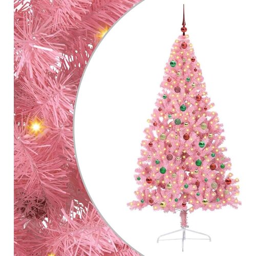 vidaXL Umjetna preddekorirana božićna jelka Roza 180 cm PVC Cene