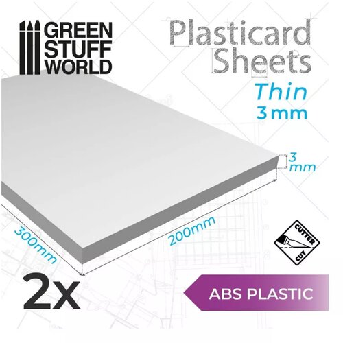 Green Stuff World plasticard abs plain sheet 3mm pack x2 Cene
