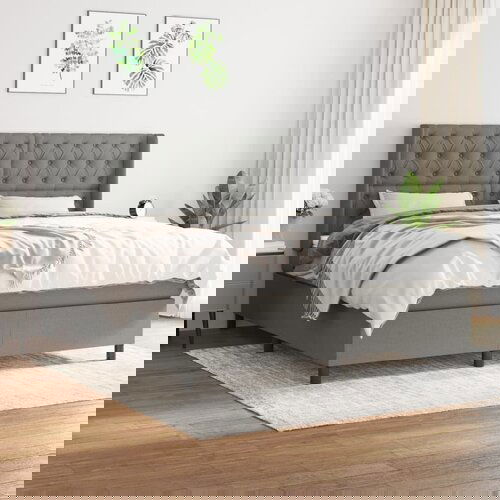 The Living Store Box spring postelja z vzmetnico temno siva 160x200 cm blago - Box Spring Postelja, (21516561) Cene