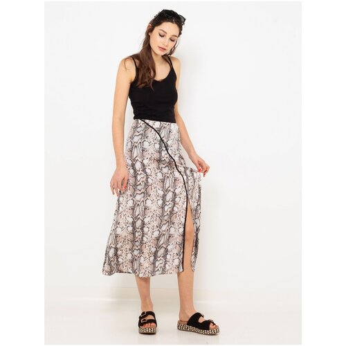 Camaieu Grey patterned skirt with slit - Women Cene