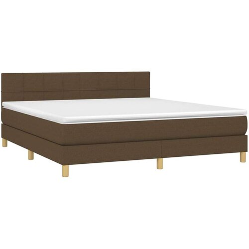  Box spring s madracem LED tamnosmeđi 180x200 cm tkanina Slike