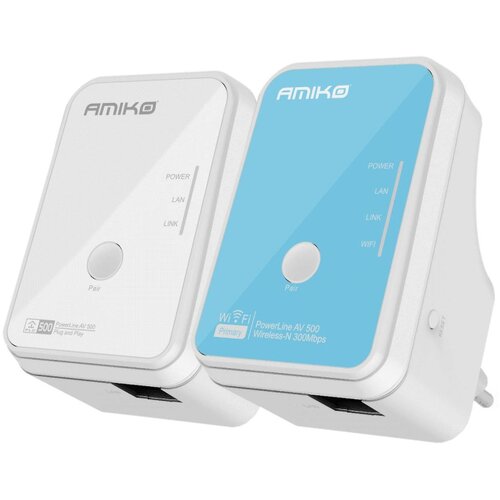 Amiko Mrežna strujna utičnica 500 Mbps, LAN / WiFi, set - PLN-502W, Bijela Cijene
