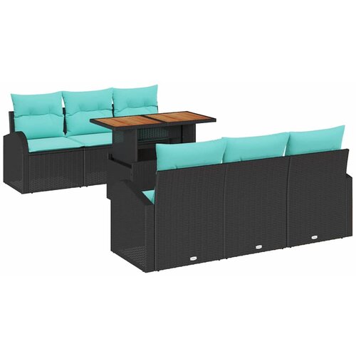 vidaXL Vrtna sedežna garnitura s shranjevanjem 7 pcs Črna Poly ratan, (5000021442) Cene