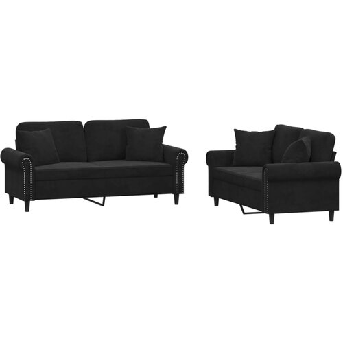 VidaXL 2-dijelni set sofa s jastucima crni bar&amp;scaron;unasti Slike