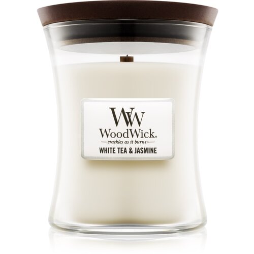 WoodWick White Tea & Jasmine dišeča sveča z lesenim stenjem 275 g Cene
