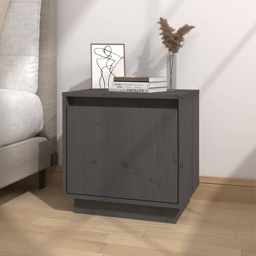 VidaXL Nočna omarica siva 40x30x40 cm trdna borovina Slike