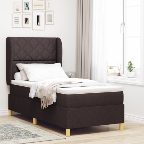 Box Spring Krevet s Madracem - Tamnosmeđi 90x200 cm Tkanina Cijene