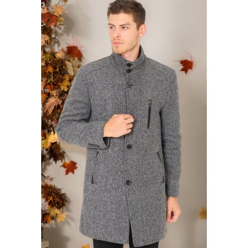 Dewberry PLT8386 MEN&amp;#039;S COAT-DIAGONAL LIGHT BLACK-GREY Slike