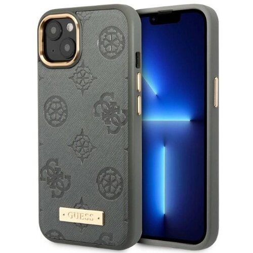 Guess HARDCASE OVITEK ZA IPHONE 13 6.1 ZA MAGSAFE PEONY LOGO PLATE GREY, (21834153) Cene