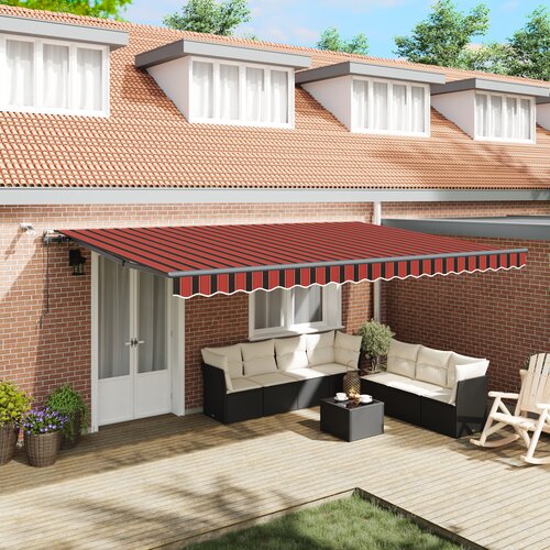 VidaXL Avtomatska zložljiva tenda z LED v oranžni in rjavi barvi, 500x300 cm Slike