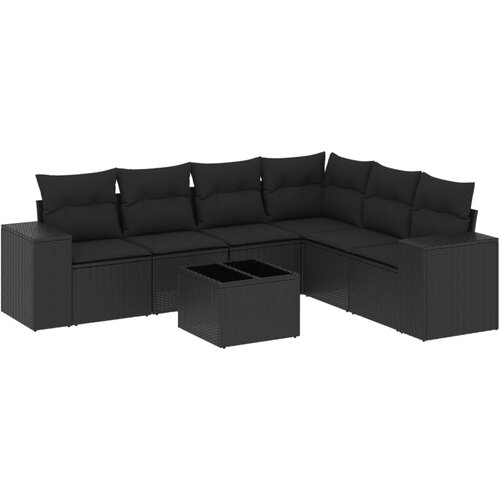 Maison Chic Seti vrtnega pohištva - Vrtna garnitura - Vrtni pohištvo set 7-delna z blazinami črn poli ratan, (21801253) Cene